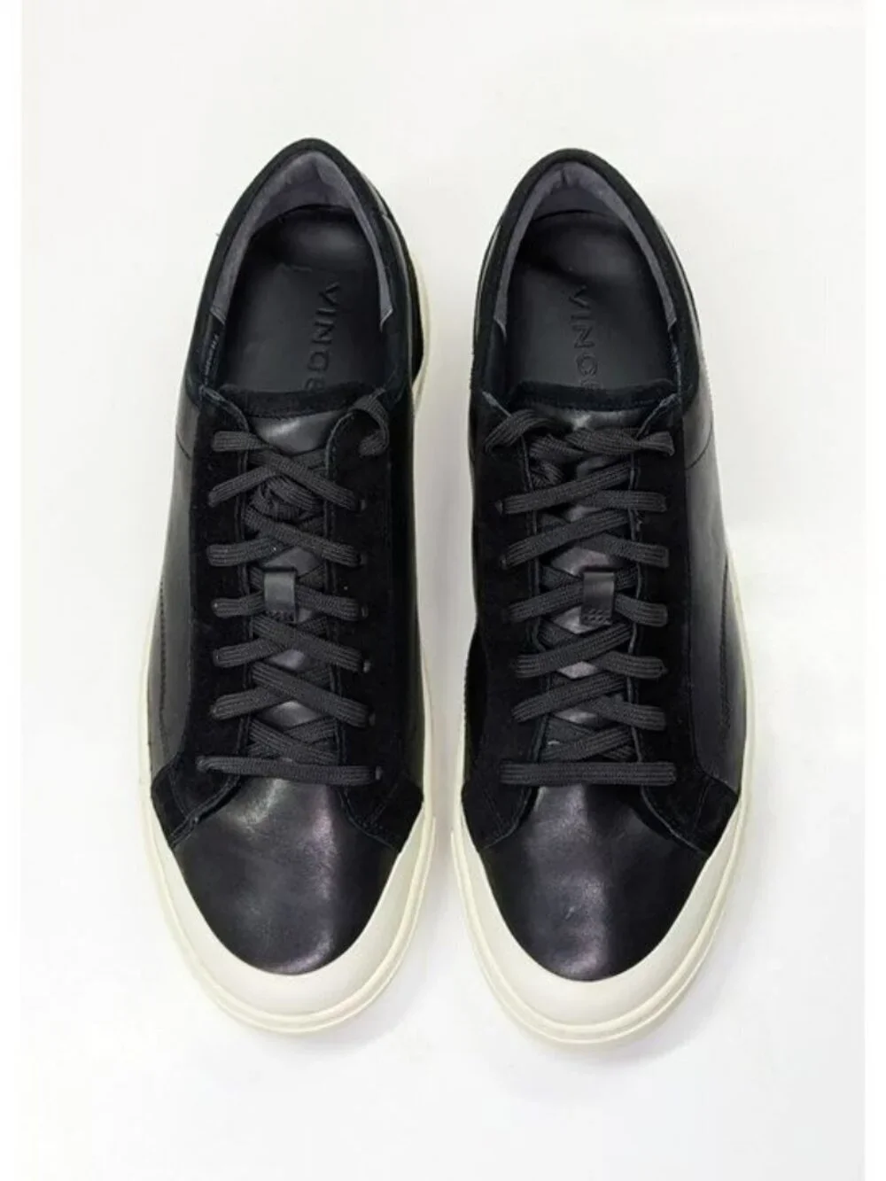Vince Wescott Men's Black Leather Low Top Lace Up Sneakers Size 10.5 (MSRP $250)